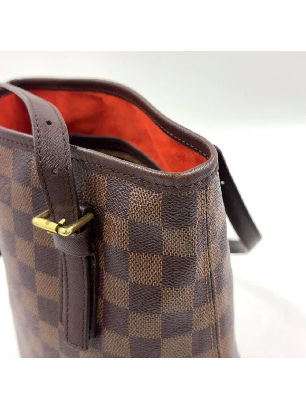 Louis Vuitton Marais Damier Ebene Leather Brown Tote Gold